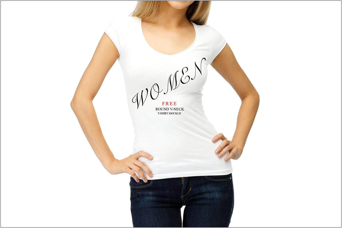 Free Women's V Neck T Shirt Template