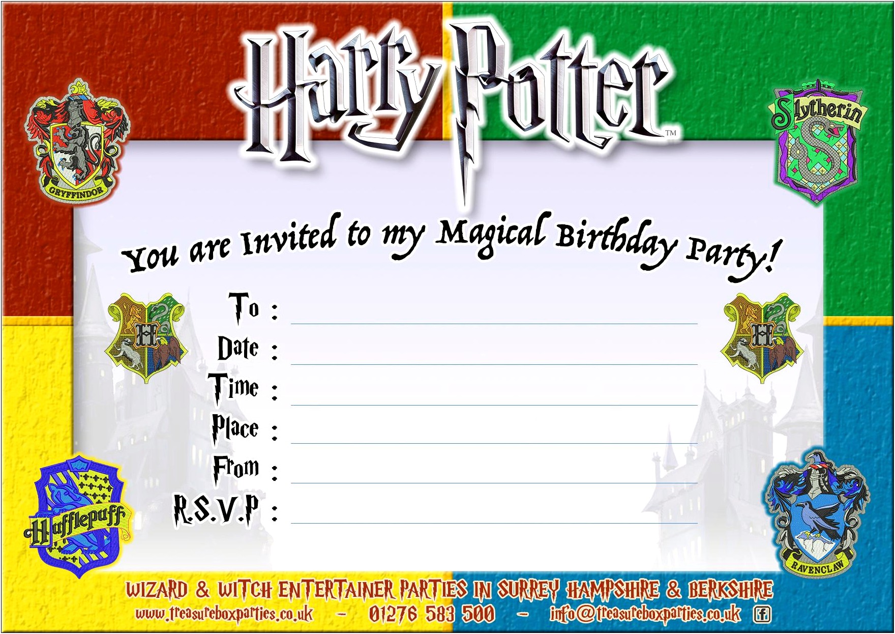 Free Word Harry Potter Party Invitation Template