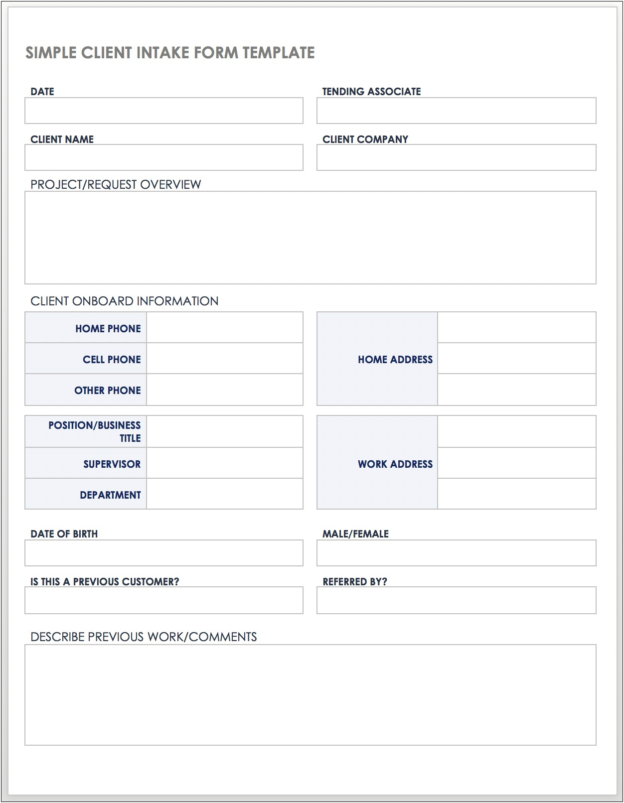 Free Word Template Download Couples Counseling Intake Form