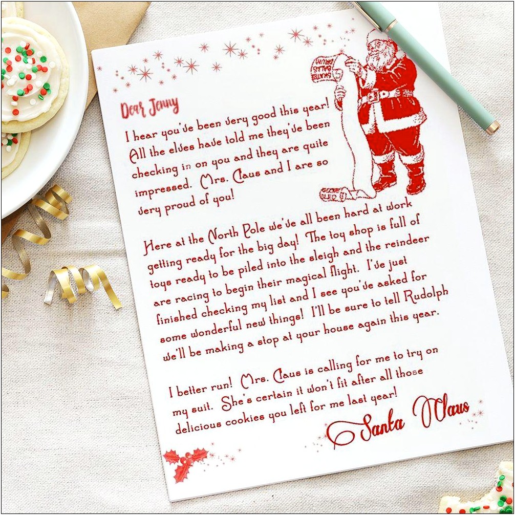 Free Word Template Letter From Santa