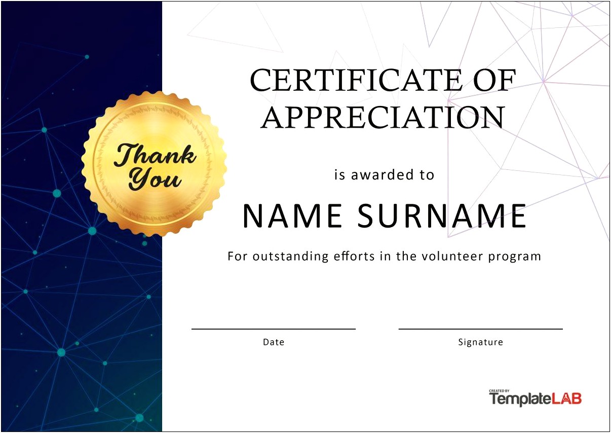 Free Word Templates For Certificates Of Appreciation