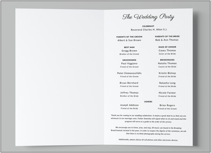 Free Word Templates For Wedding Programs