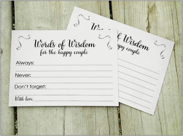 Free Words Of Wisdom Template For Bridal Shower