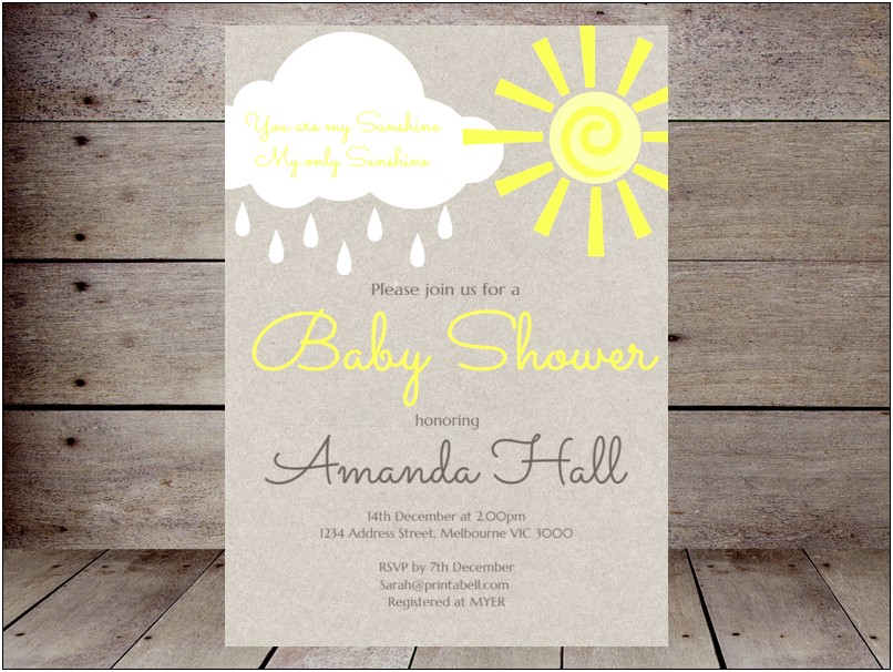 Free Yellow And Gray Baby Shower Invitation Templates