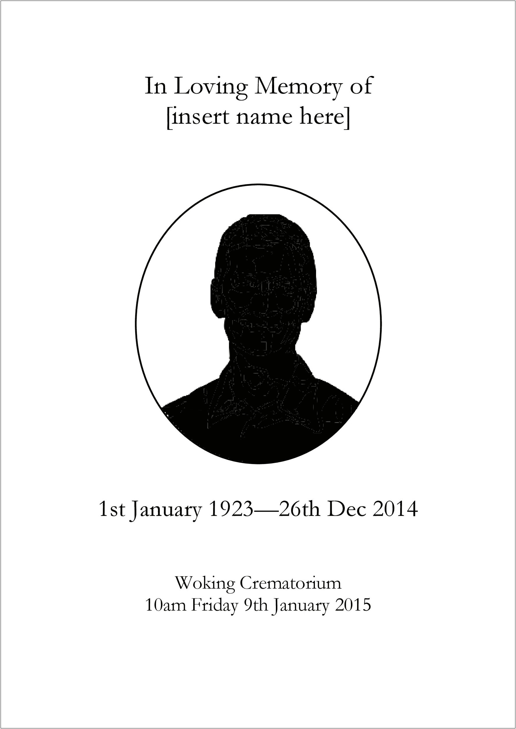 Funeral Prayer Card Template For Word Free