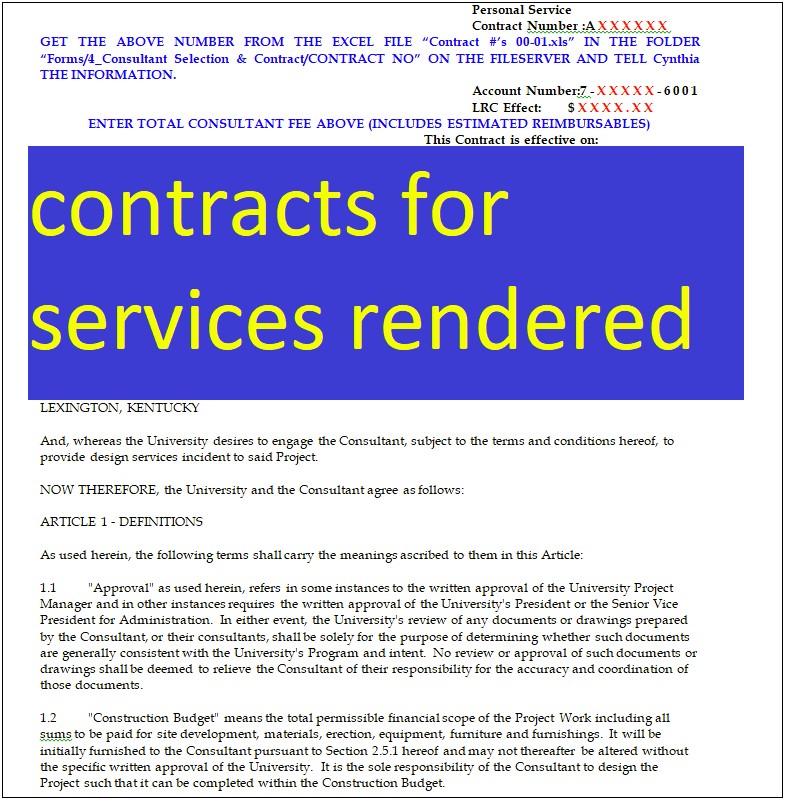 General Contract For Services Template Free