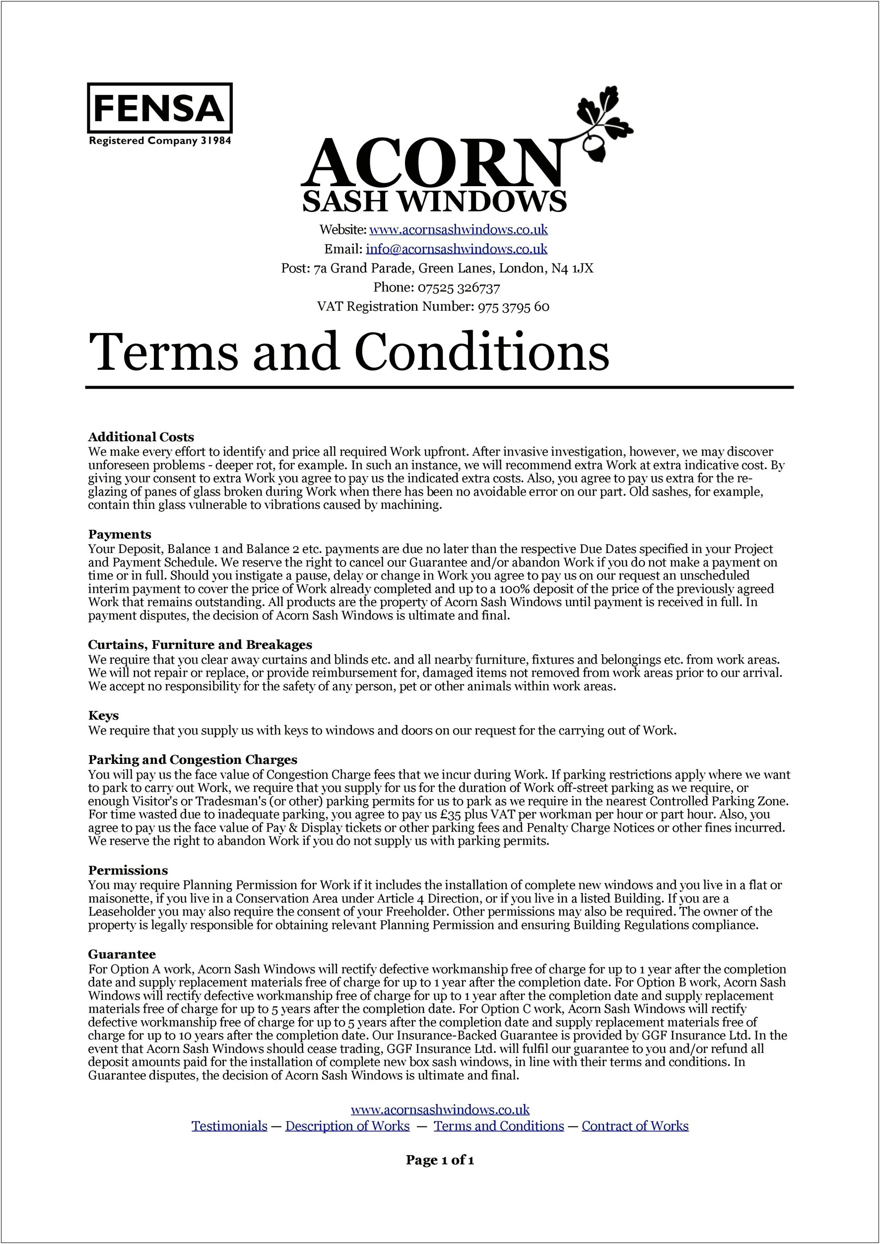 General Terms And Conditions Of Sale Free Template