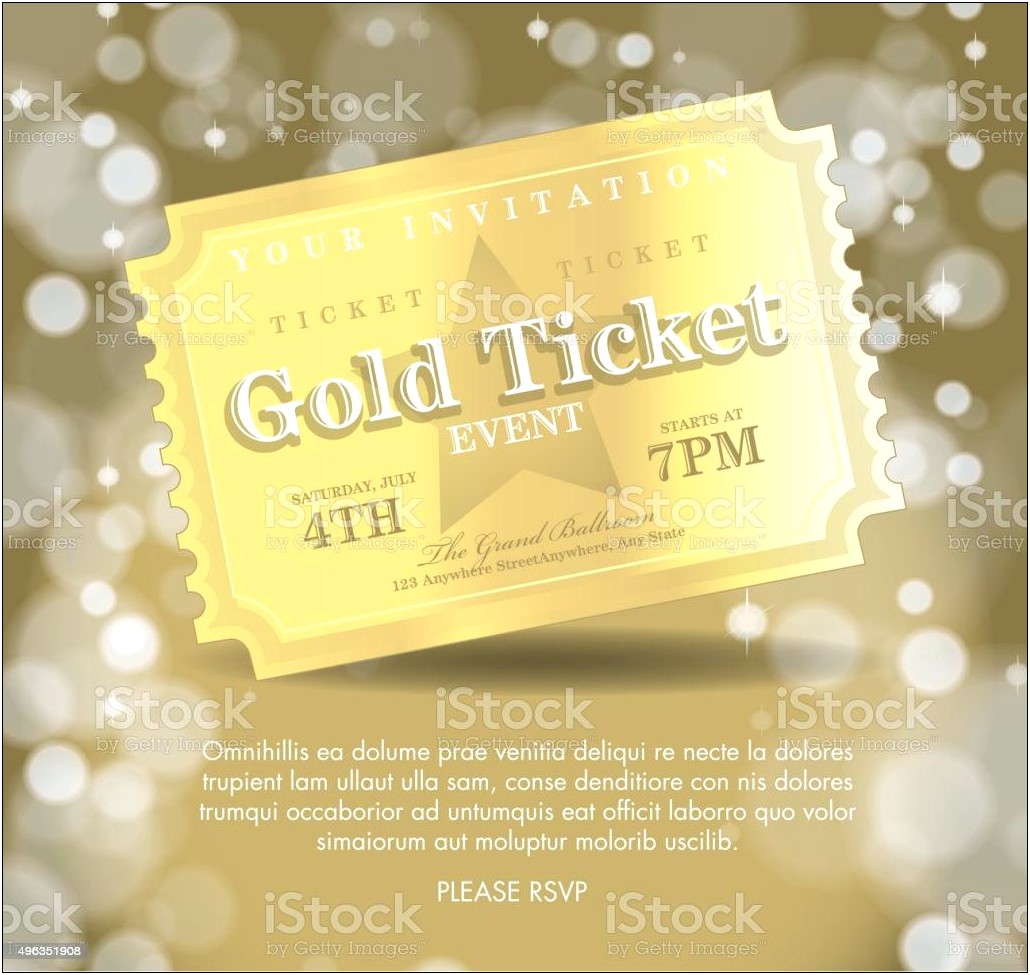 Golden Ticket Party Invitation Template Free
