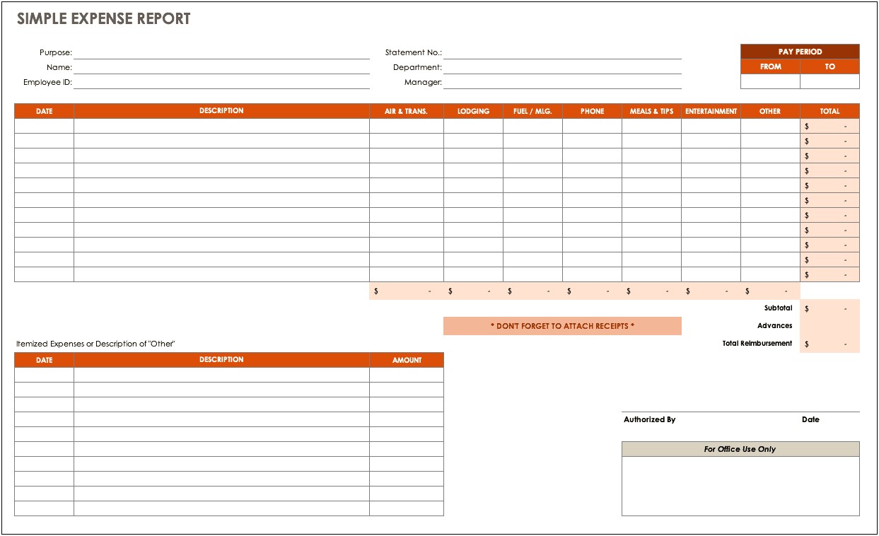 Google Documents Template Expense Report Download Free