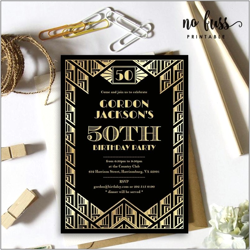 Great Gatsby Party Invitation Template Free