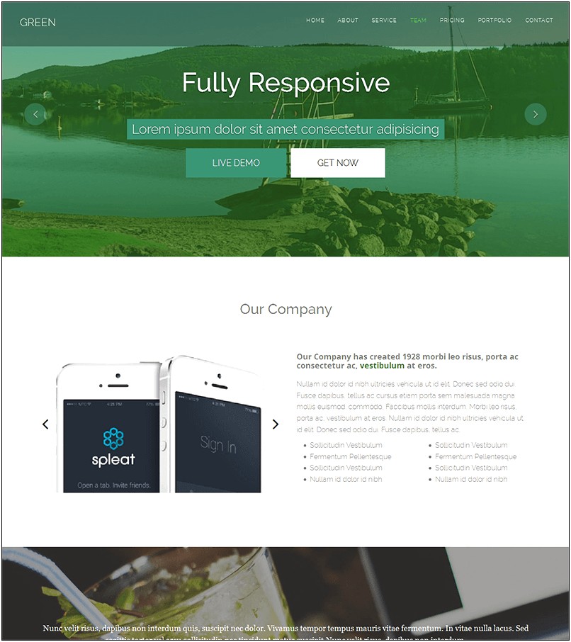 Green Free One Page Html Bootstrap Template