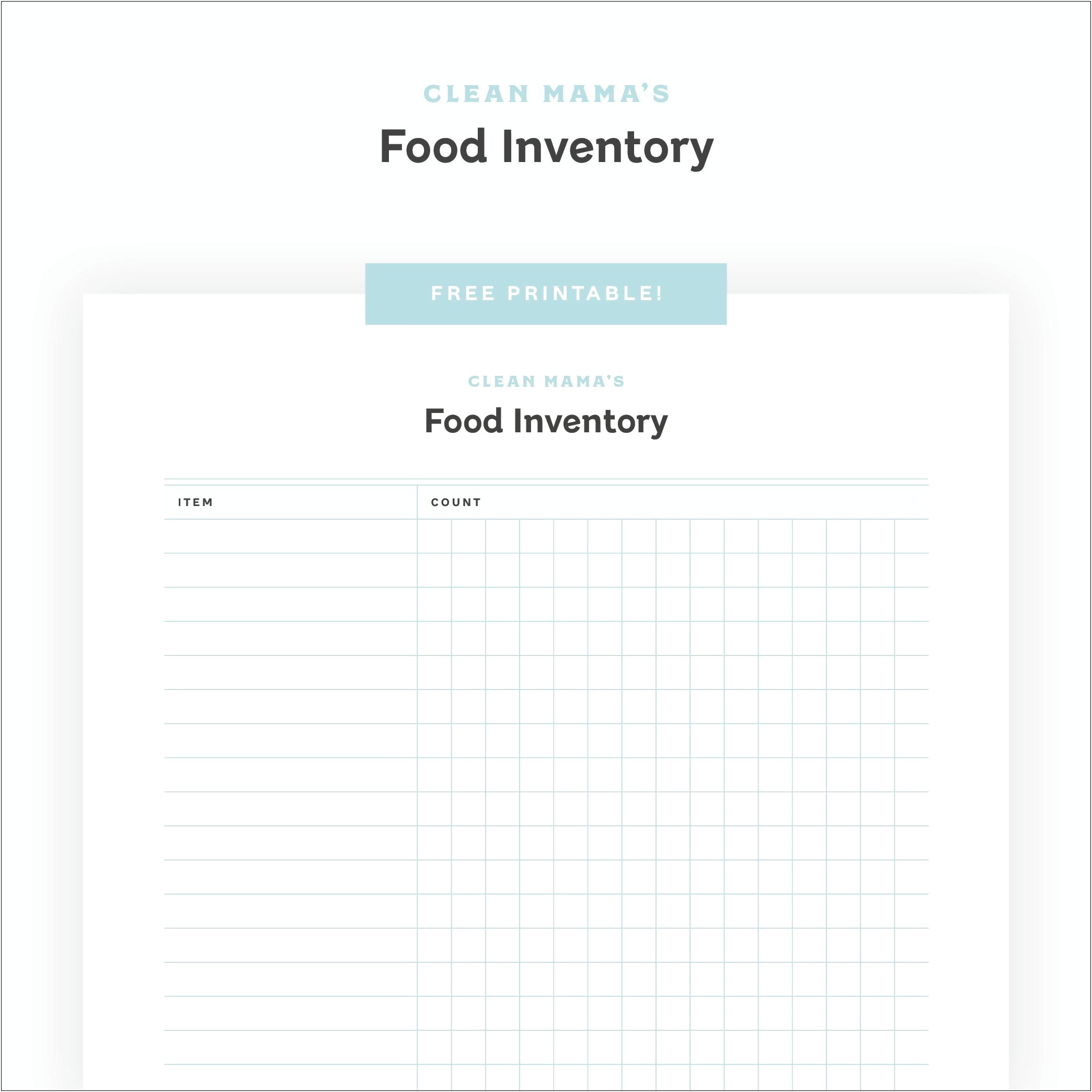 Grocery Store Inventory List Free Printable Template