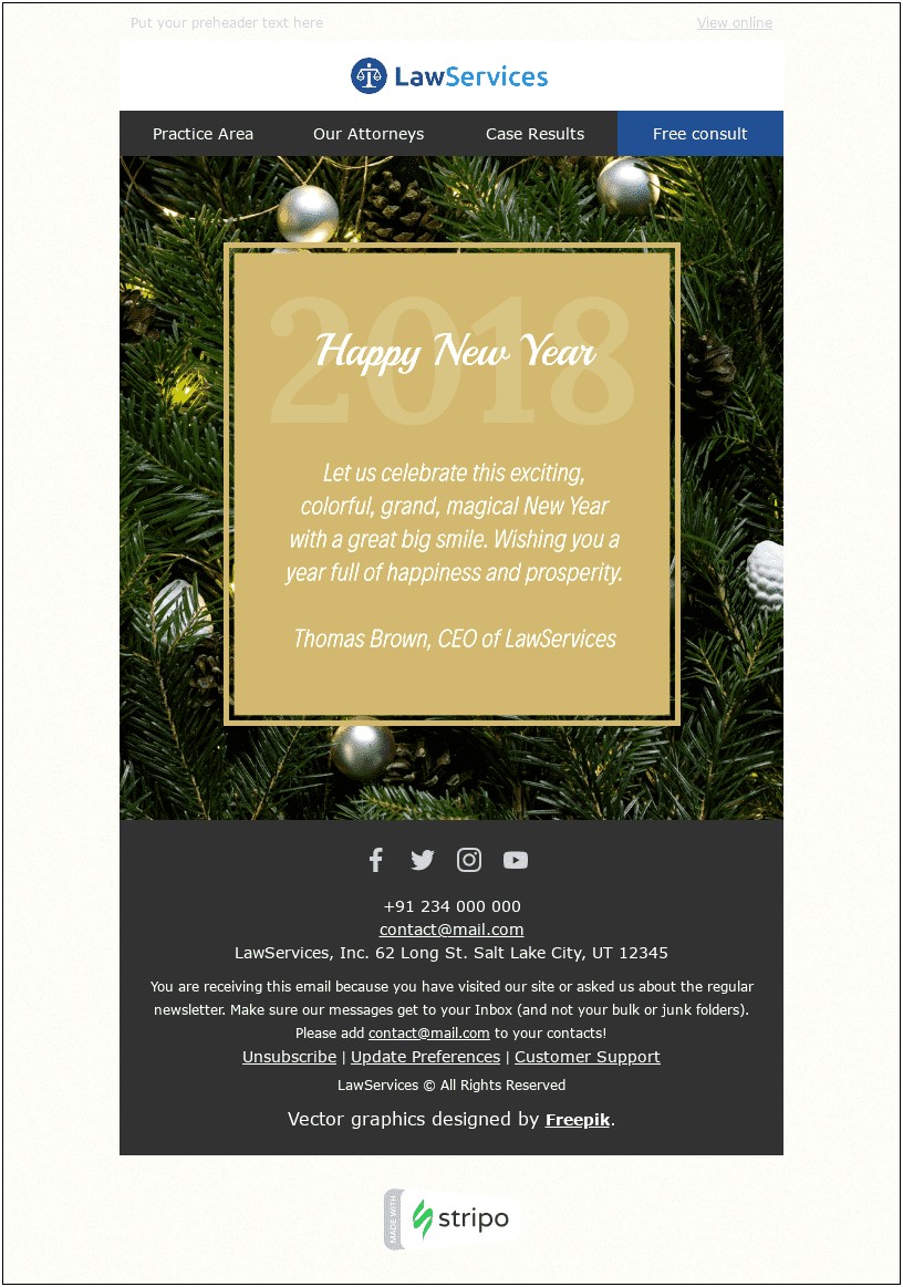 Happy New Year Email Template Free Download