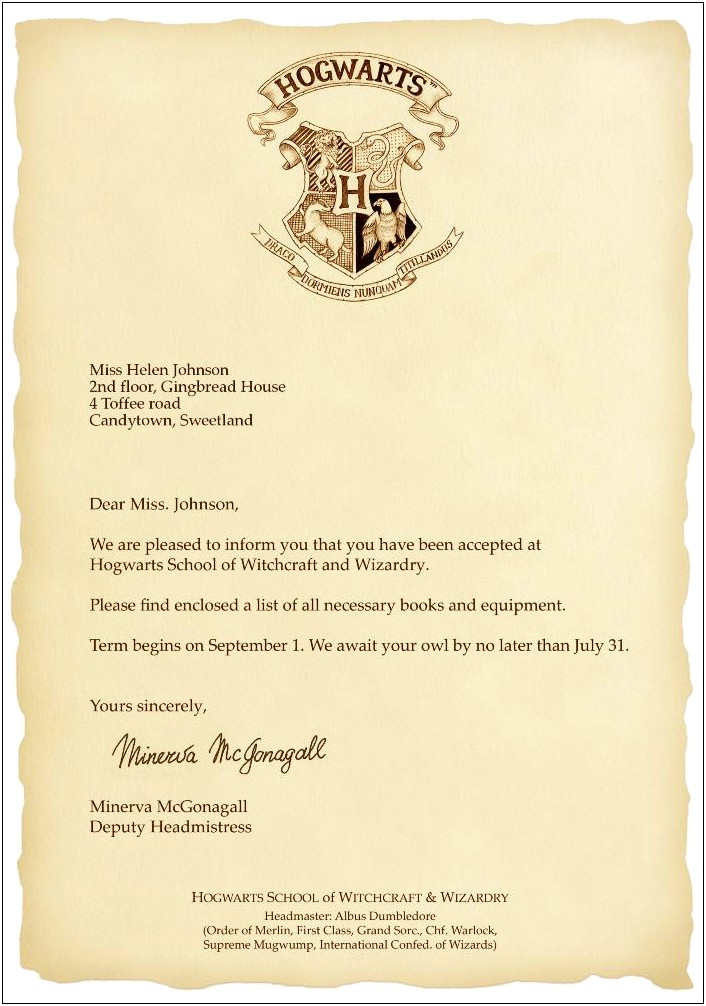Harry Potter Envelope Template Pdf Free Download