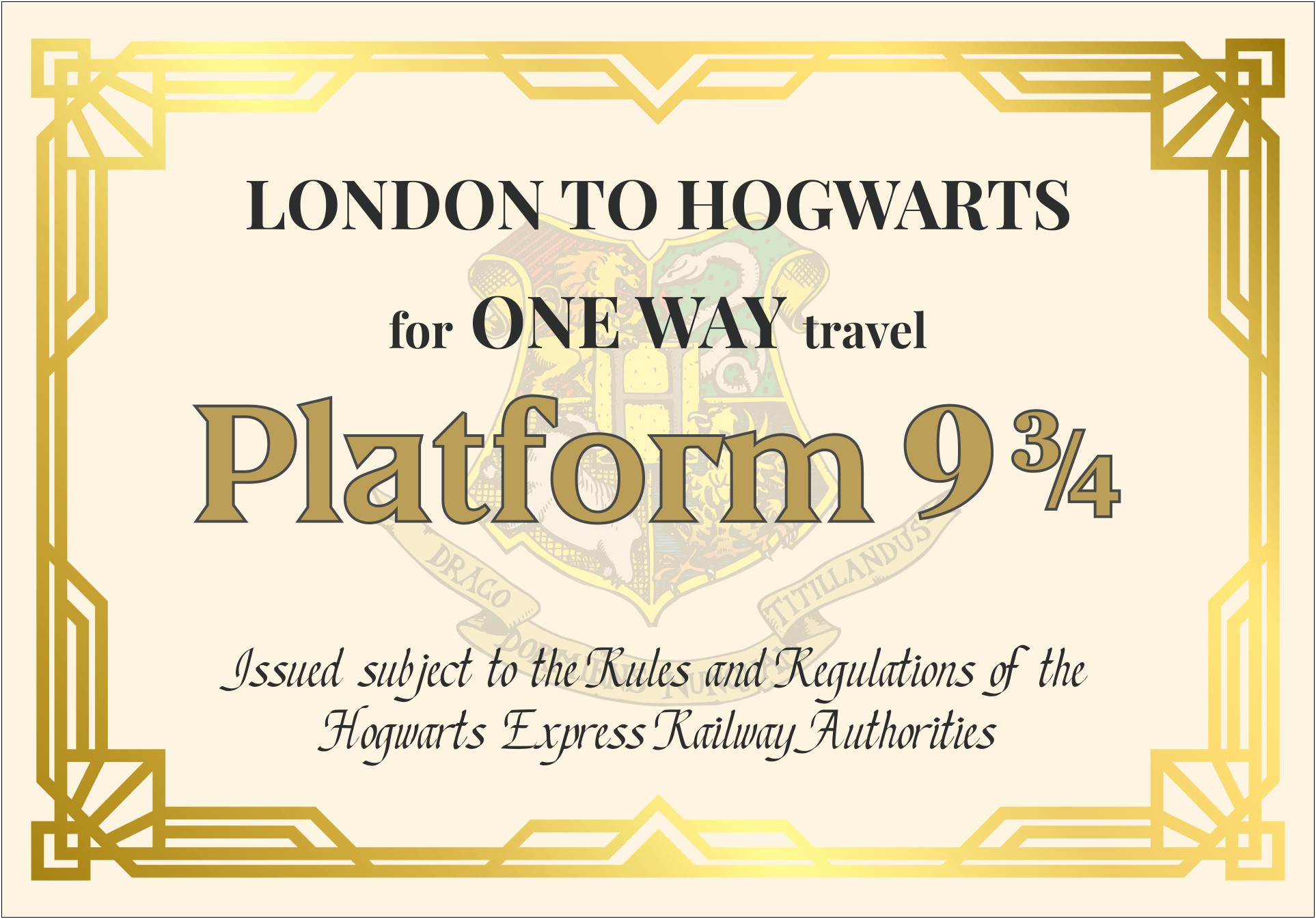 Harry Potter Train Ticket Template Free