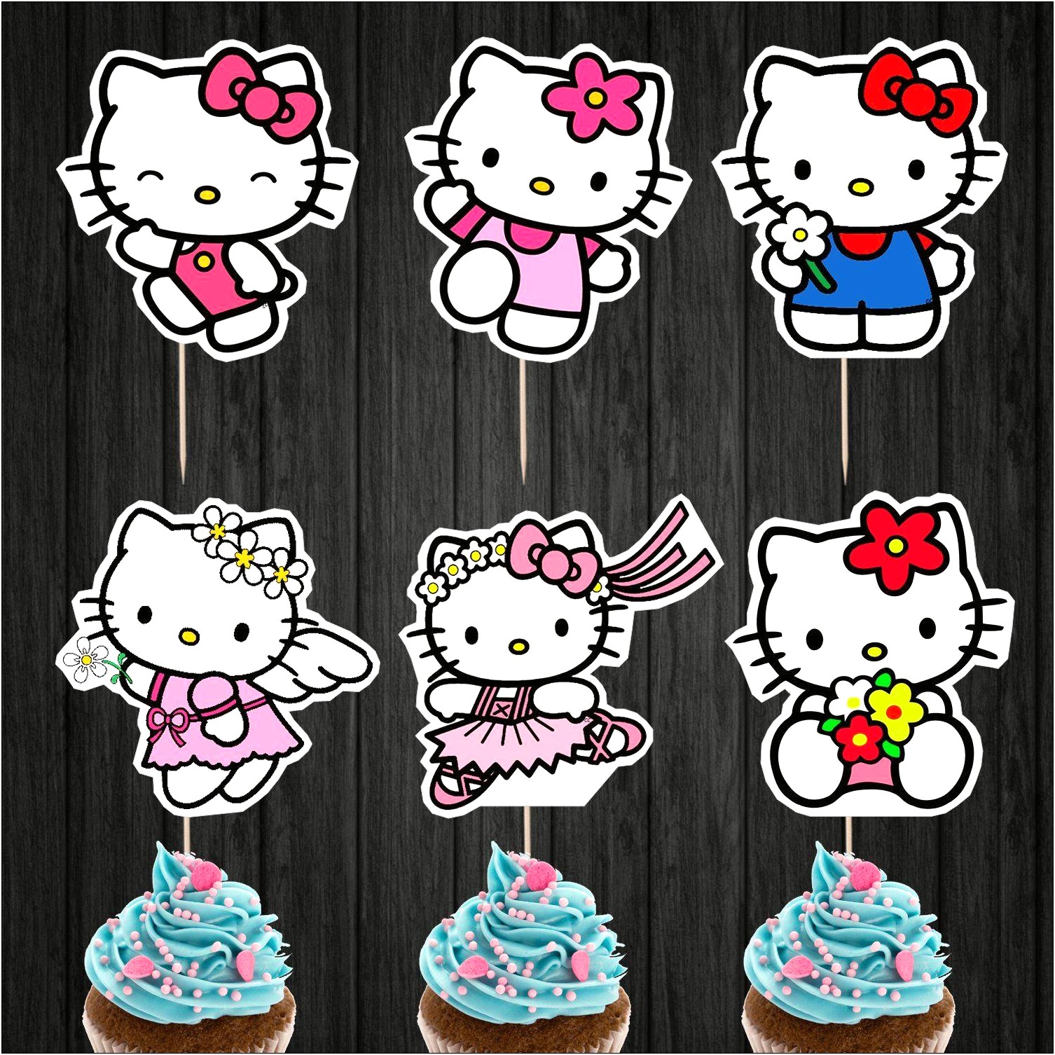Hello Kitty Cup Cake Topper Template Free
