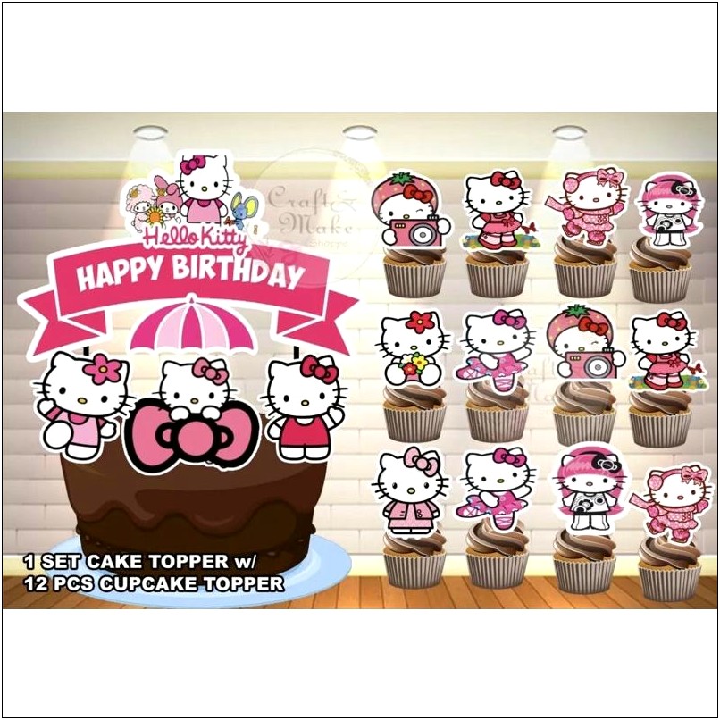 Hello Kitty Cupcake Topper Template Free Baby Shower