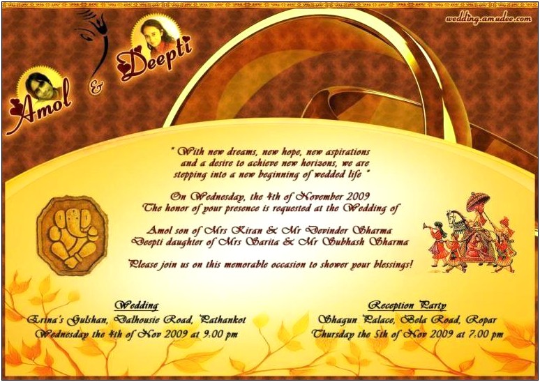 Hindu Marriage Invitation Card Template Free Download