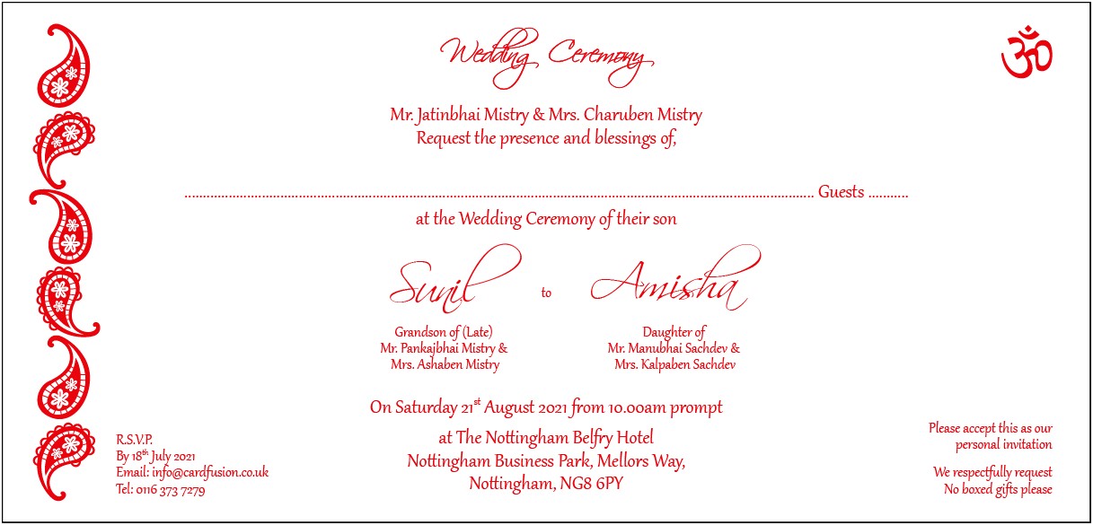 Hindu Wedding Invitation Word Templates Free Download