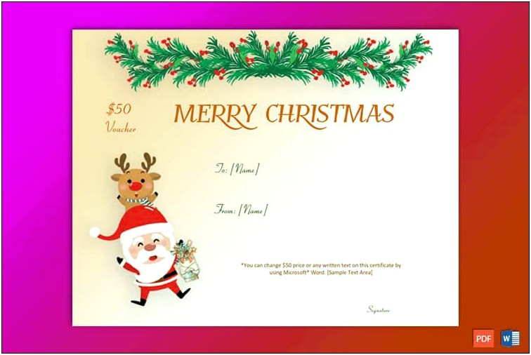 Holiday Gift Certificate Template Free Download