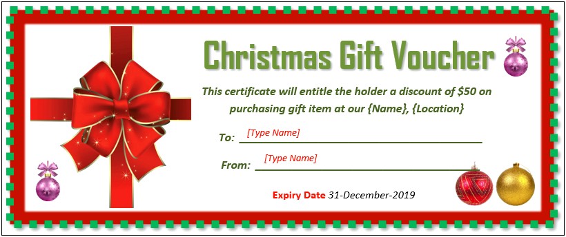 Holiday Gift Certificate Template Free Word