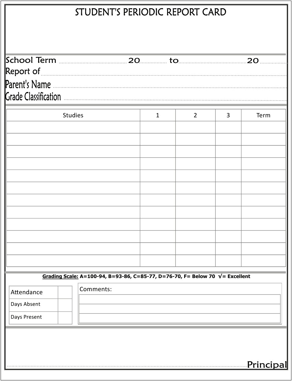 Homeschool High School Report Card Template Free