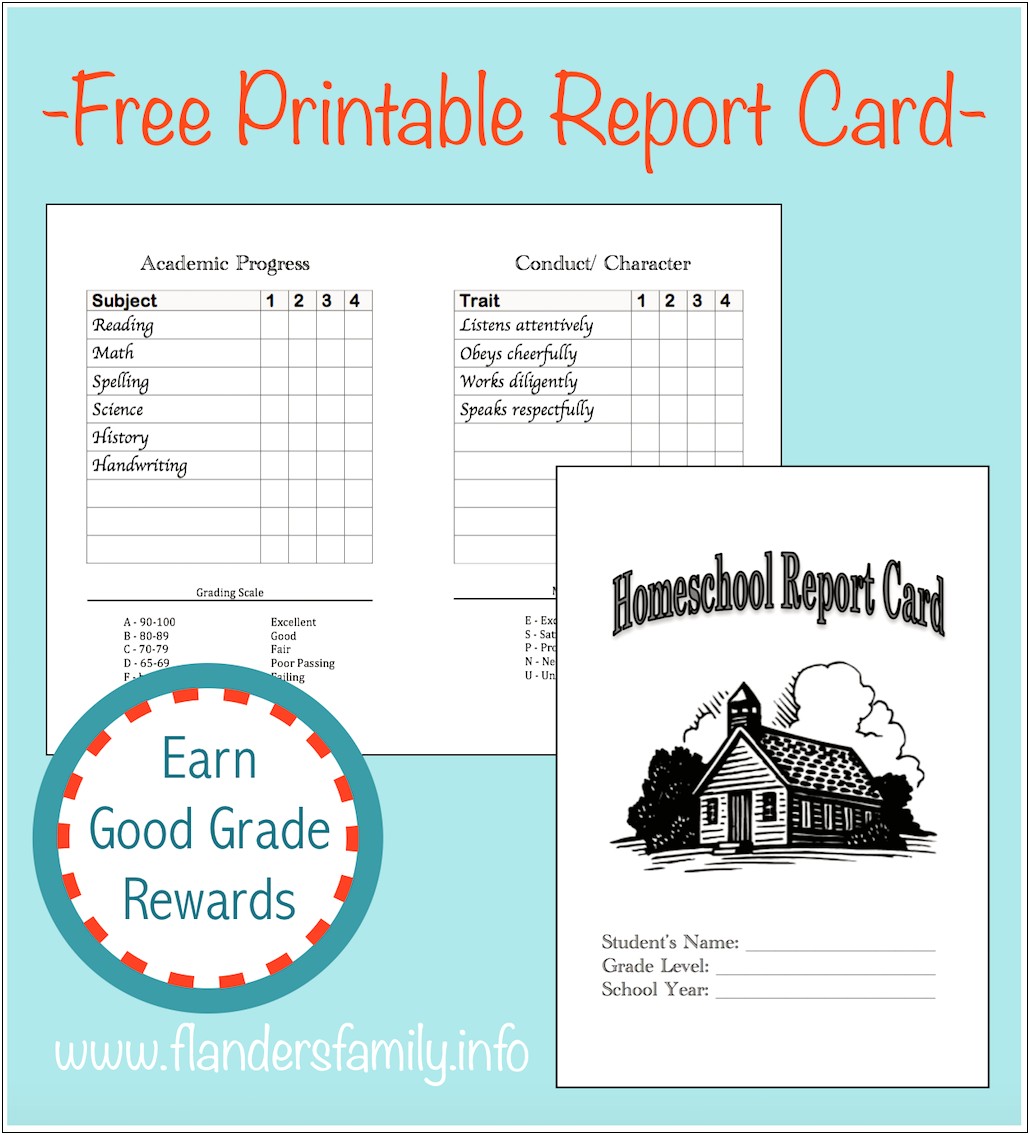 Homeschool Report Card Template Middle School Free