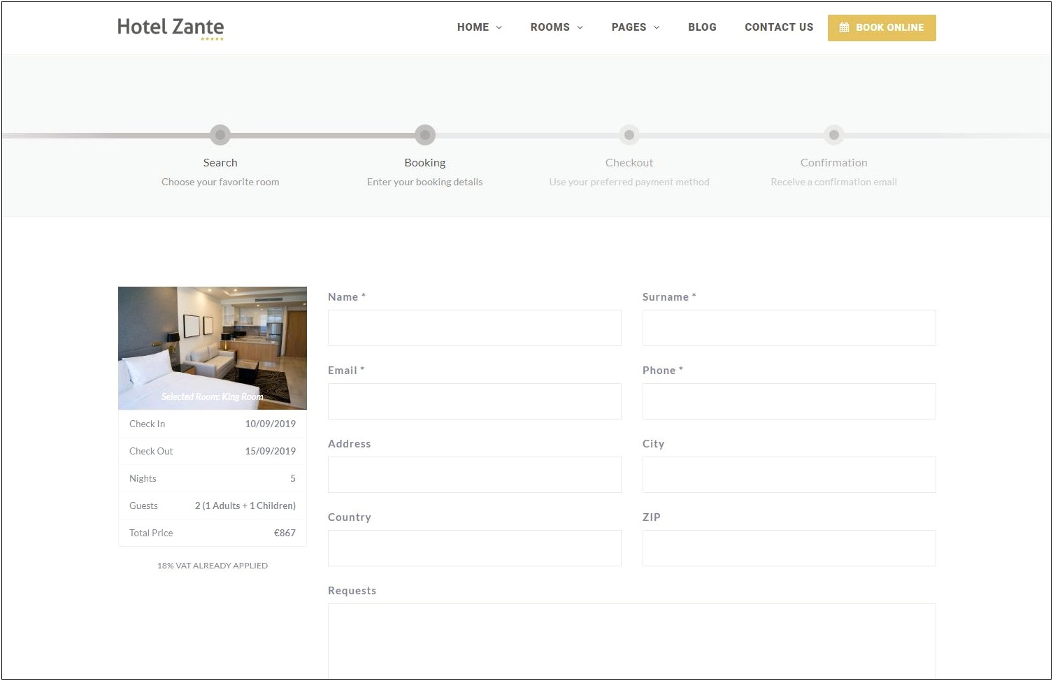 Hotel Booking Admin Panel Template Free Download