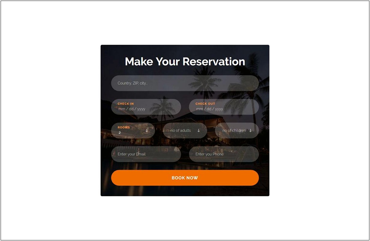 Hotel Booking Form Template Html Css Free Download