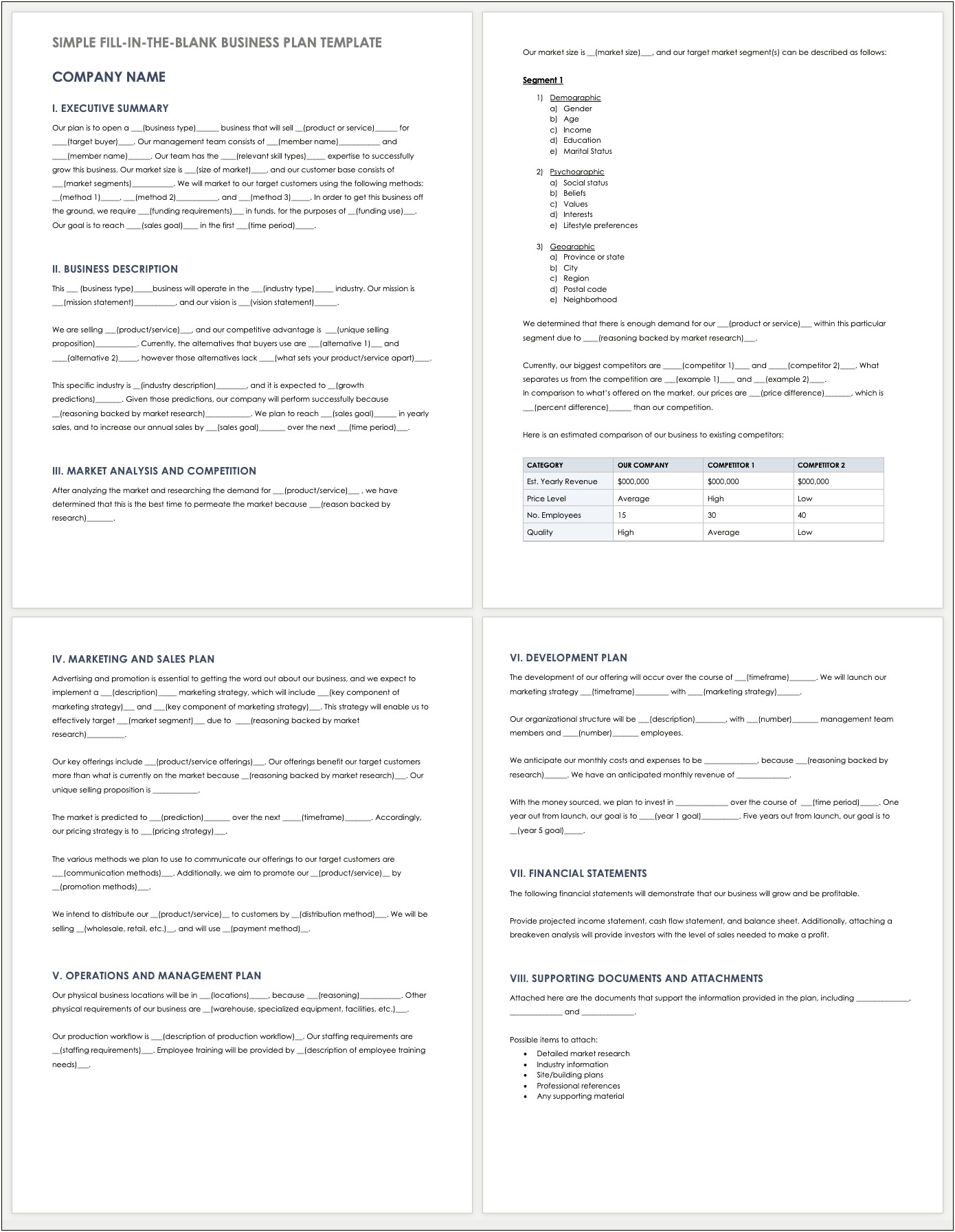 Hotel Business Plan Template Free Download