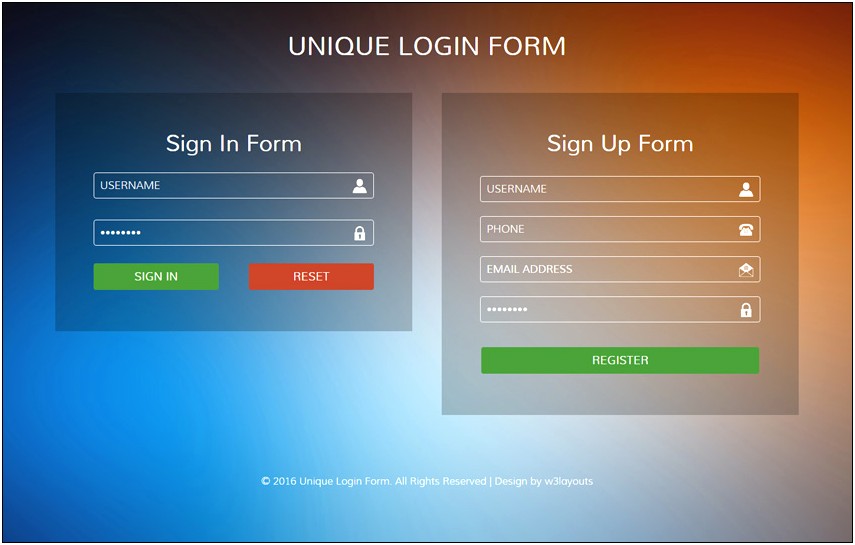 Html5 Css3 Registration Form Template Free Download