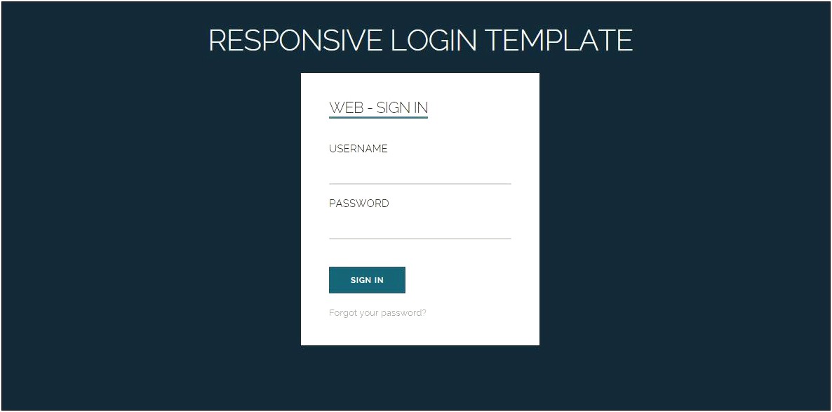 Html5 Login Form Template Free Download