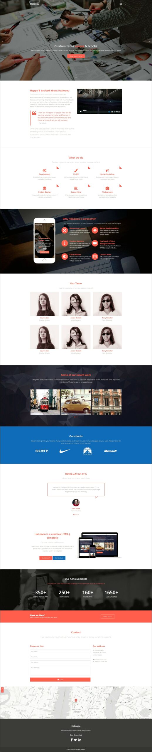Html5 One Page Template Slider Parallax Free