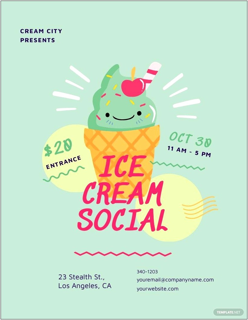 Ice Cream Social Flyer Word Template Free
