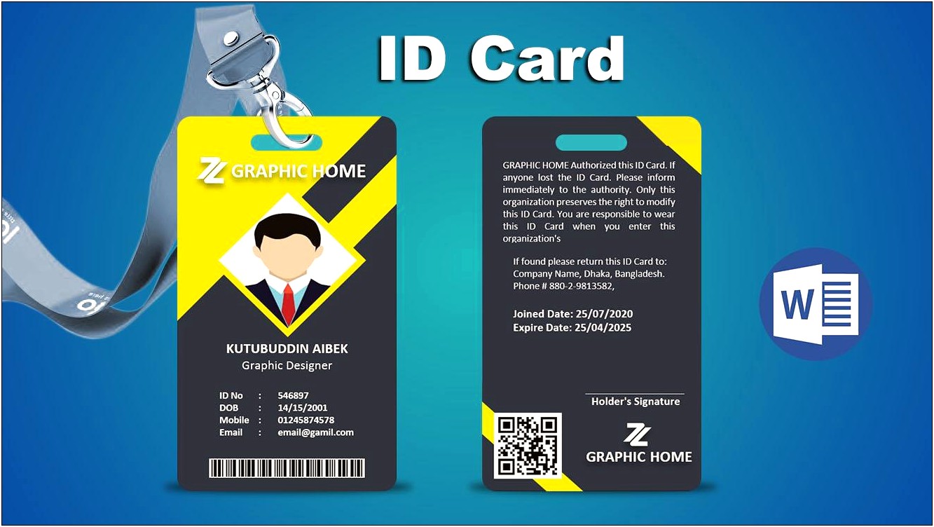 Id Card Template Free Download Word