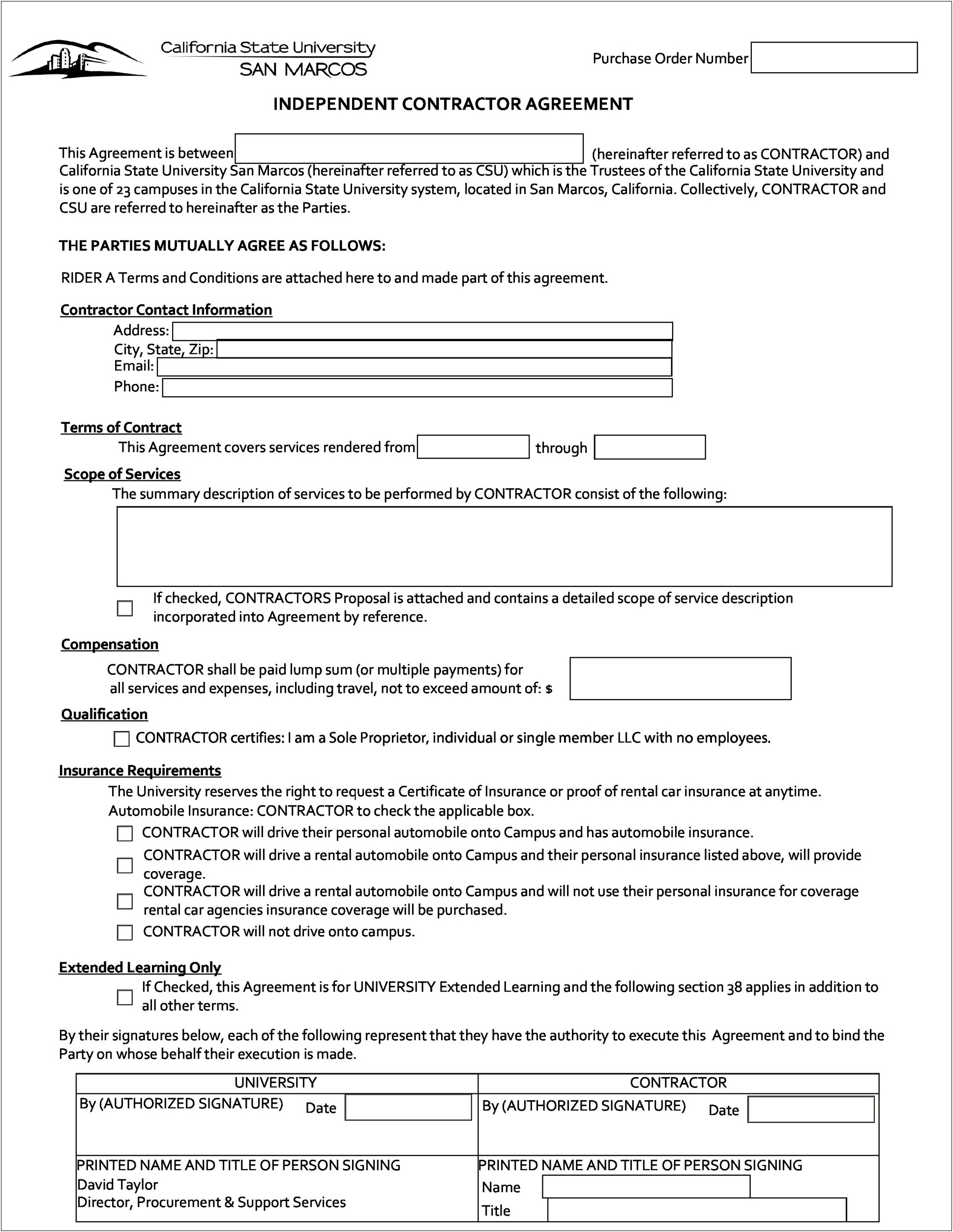 Independent Contractor Agreement Uk Template Free