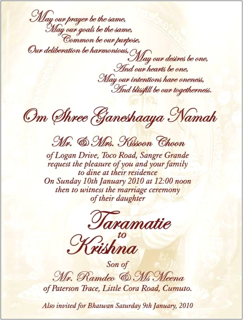 Indian Wedding Invitation Quotes For Friends In English