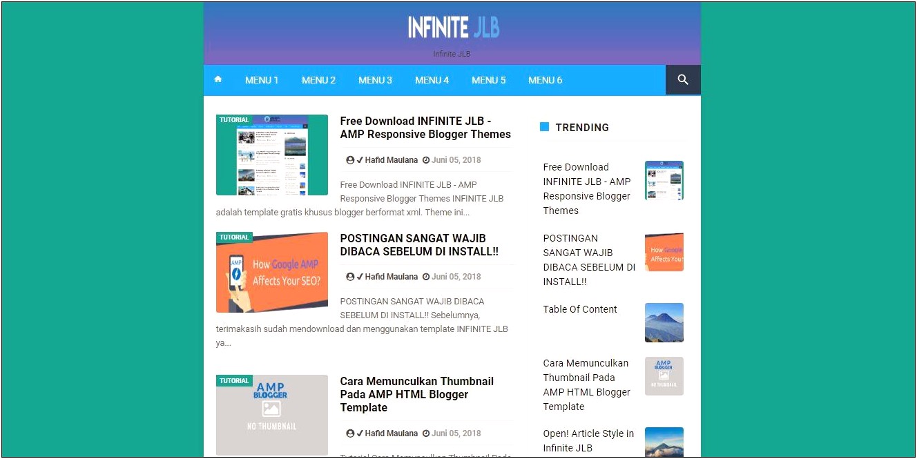 Infinite Theme Template Free Download For Blogger