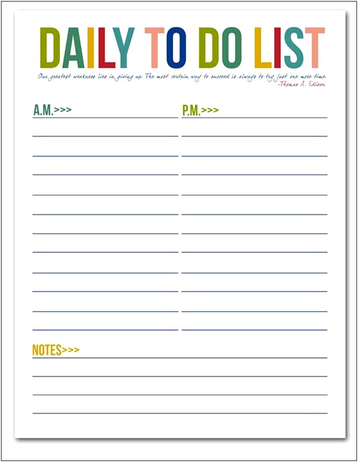 Inspirational Daily To Do List Template Free