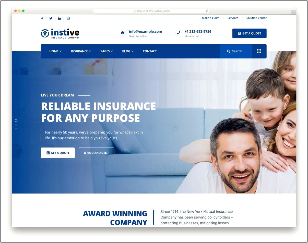 Insurance Agency Slider Template Free Download For Wordpress