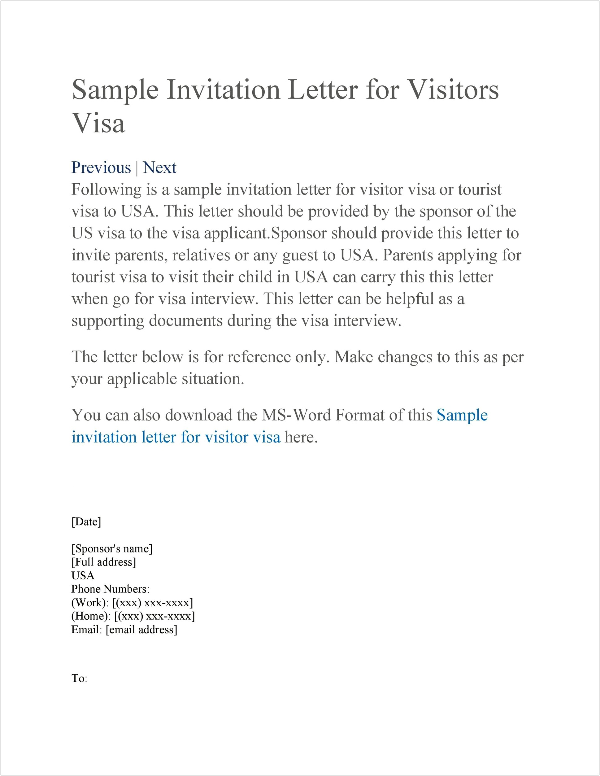 Invitation Letter For Us Visa For Wedding