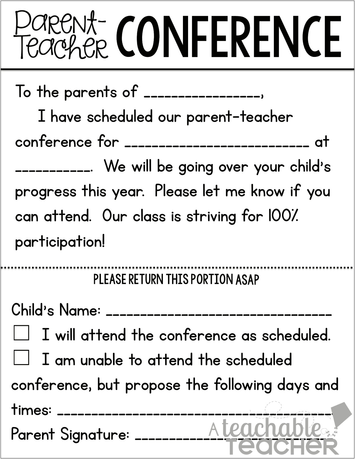 Invitation Templates Free Printable School Parent Teacher Night