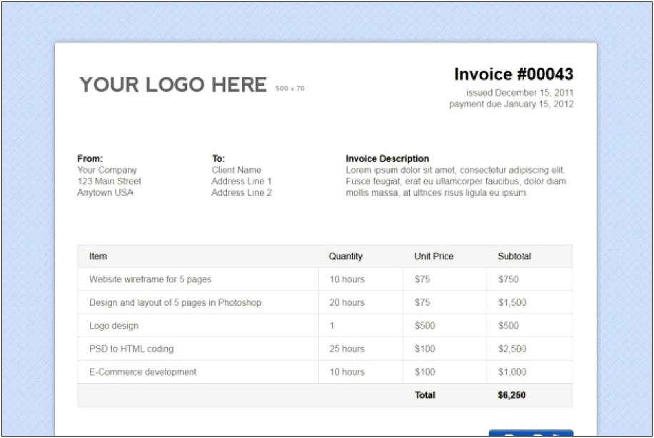 Invoice Html Template Bootstrap Free Download