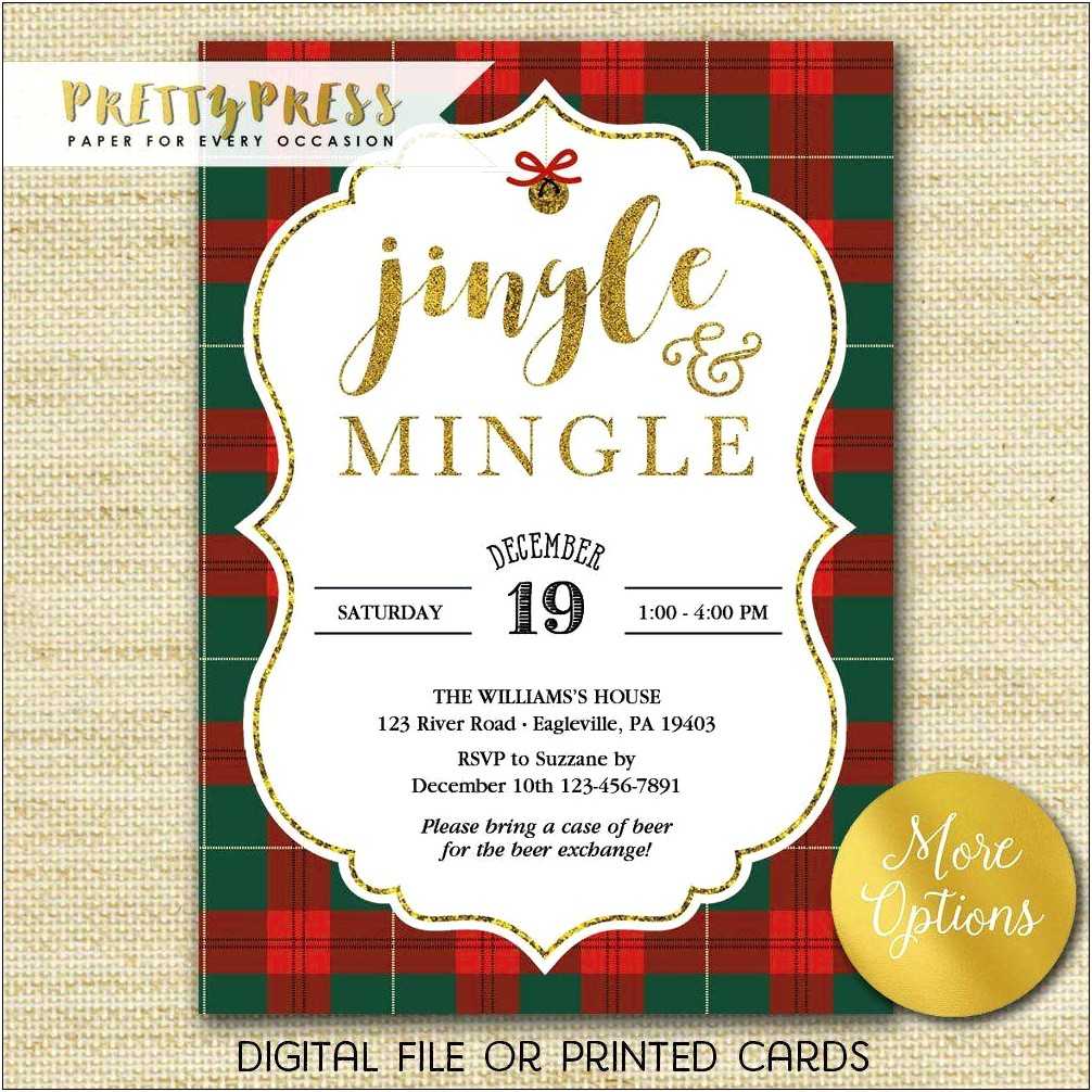 Jingle And Mingle Christmas Invitation Free Template