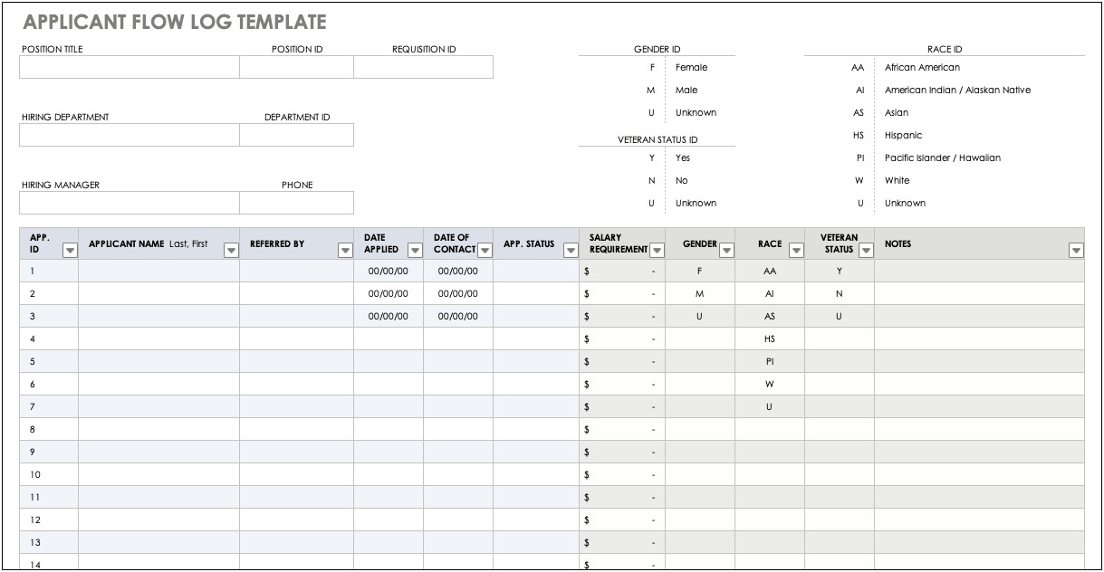 Job Application Tracking Chart Template Free Download