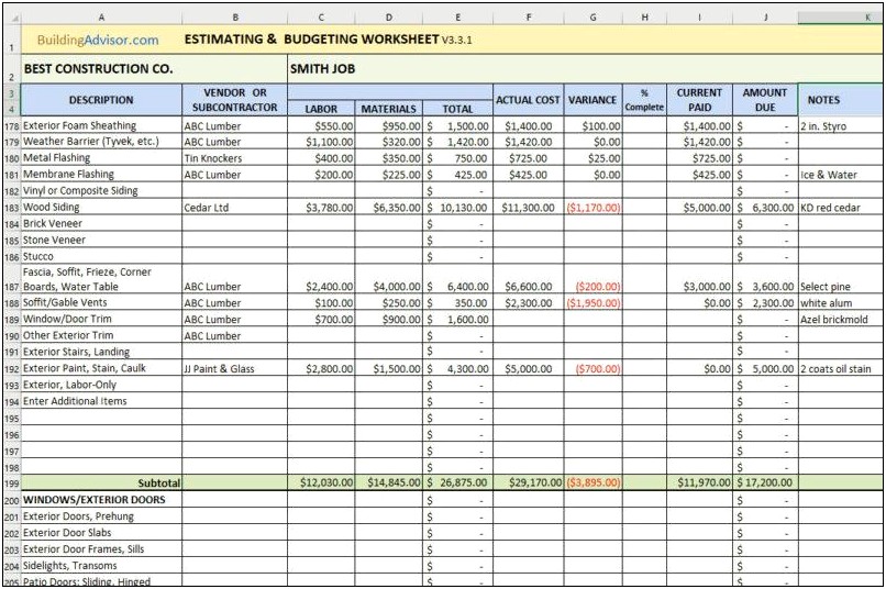 Job Costing Excel Template Free Download