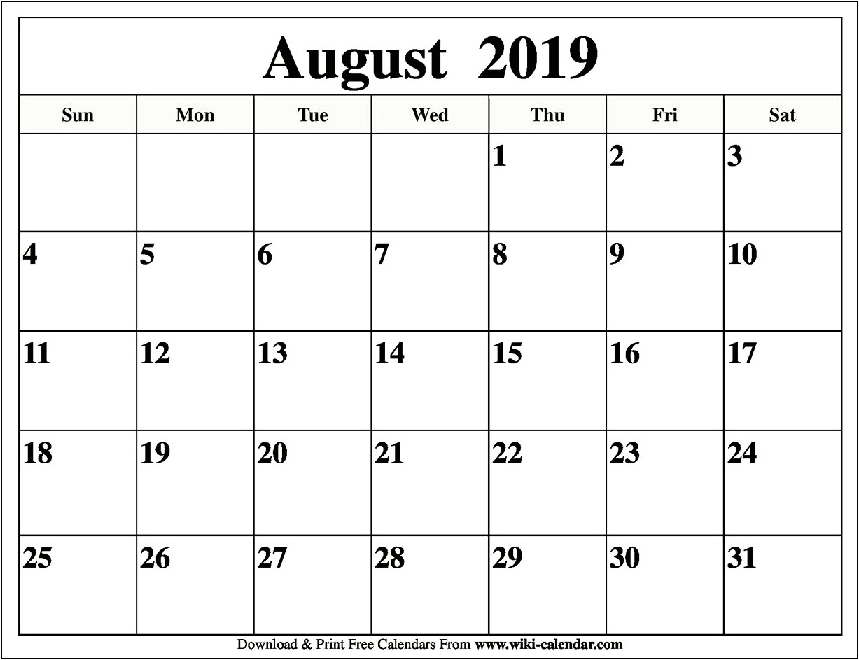 June July Augusty 2019 Free Calendar Template