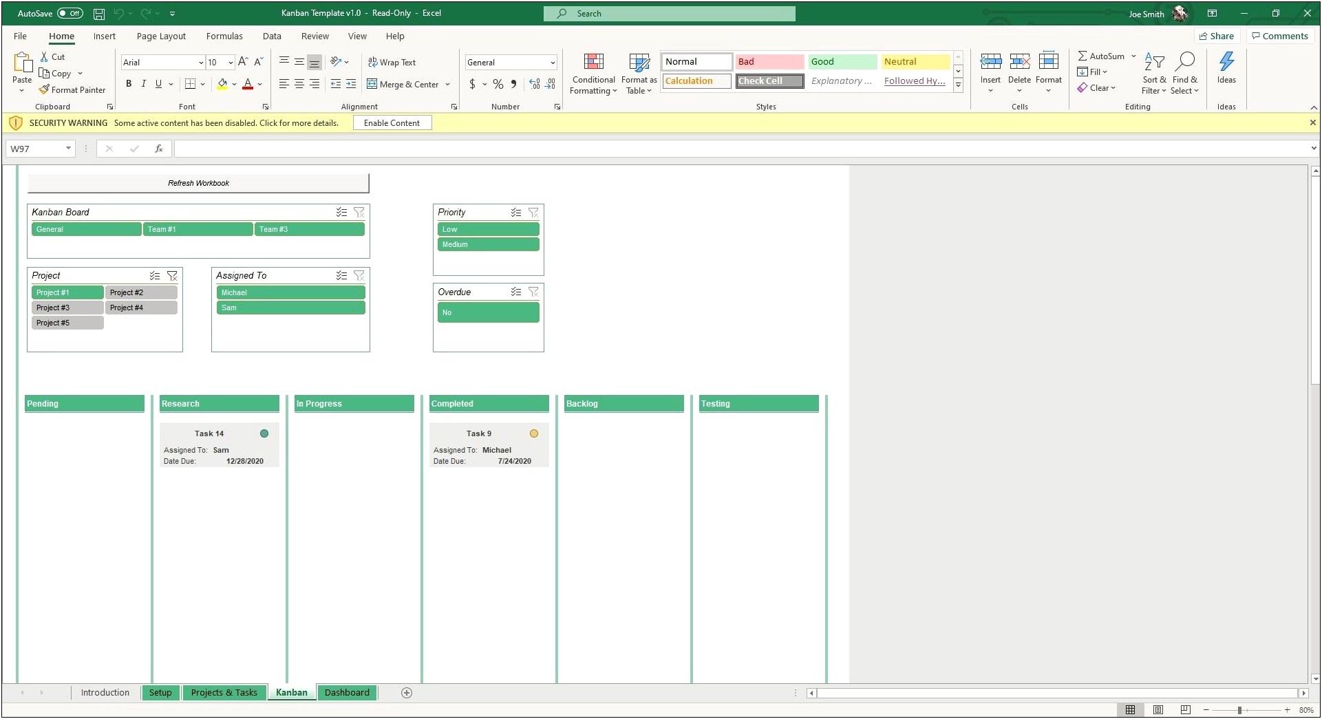 Kanban Board Excel Template Free Download