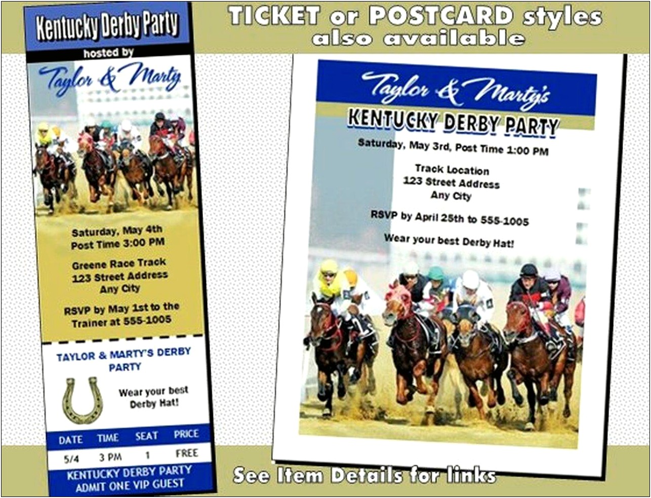 Kentucky Derby Party Invitations Templates Free