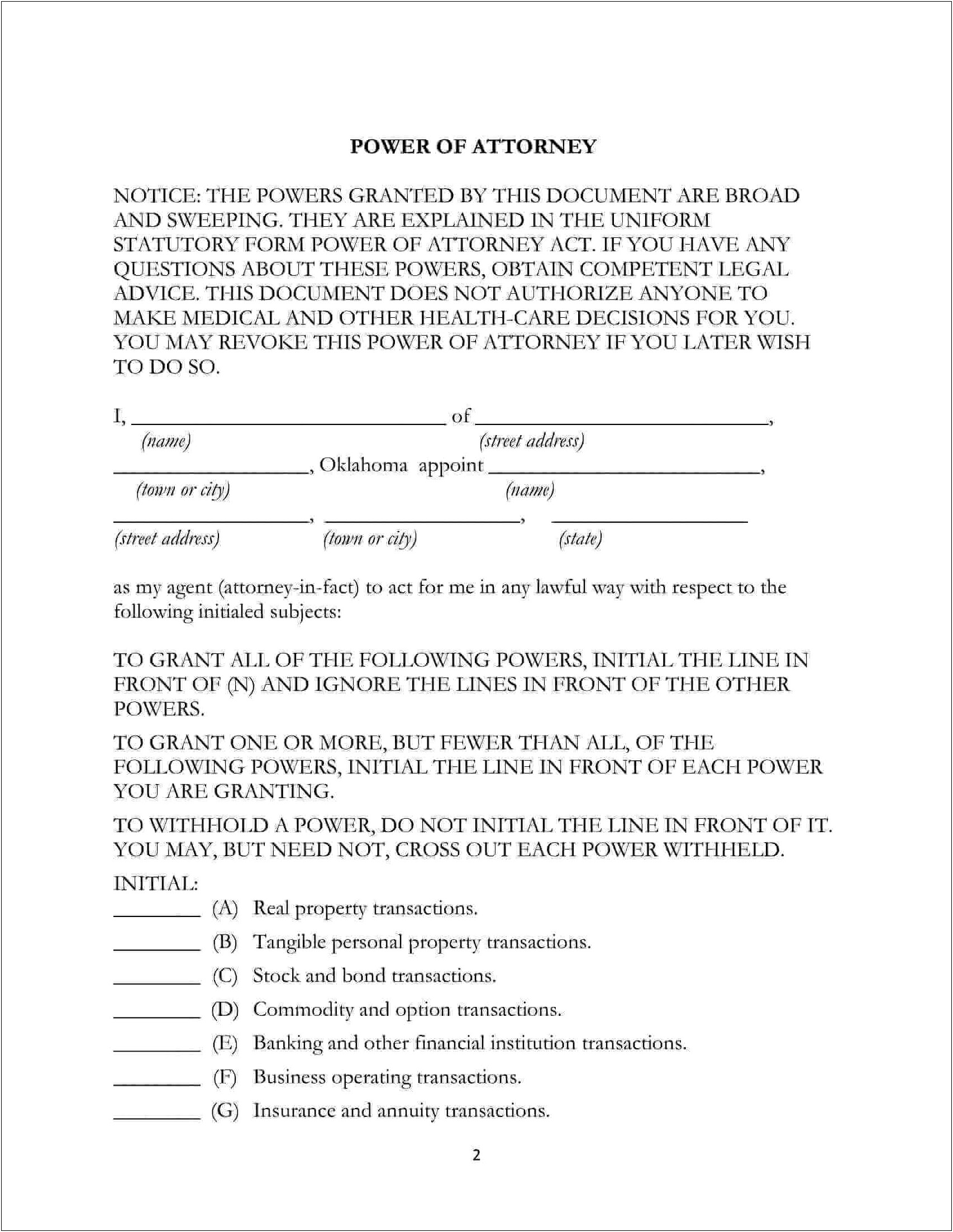 Last Will And Testament Free Template Oklahoma